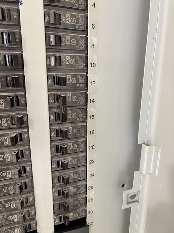 Panel breakers during the office remodel